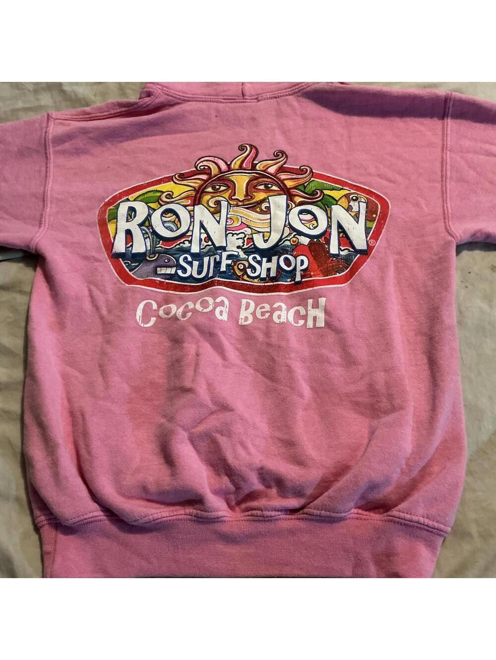 Youth Kids Girls Pink Ron Jon Surf shop hoodie pull over size m/l Beach Outdoors